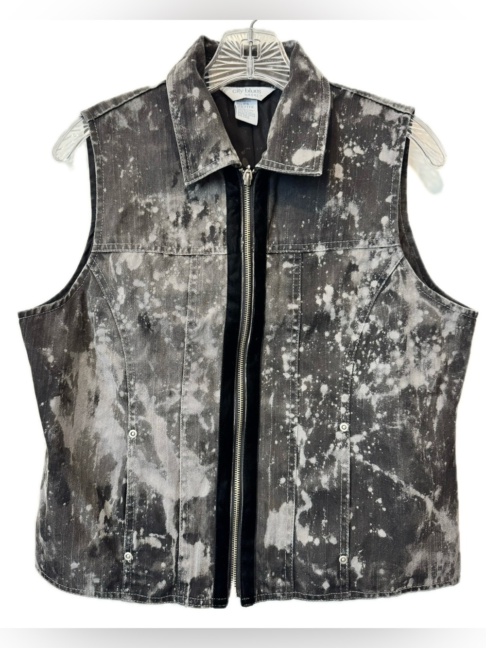 Vintage 90s Acid Wash Denim Vest City Blues by Koret Petite S